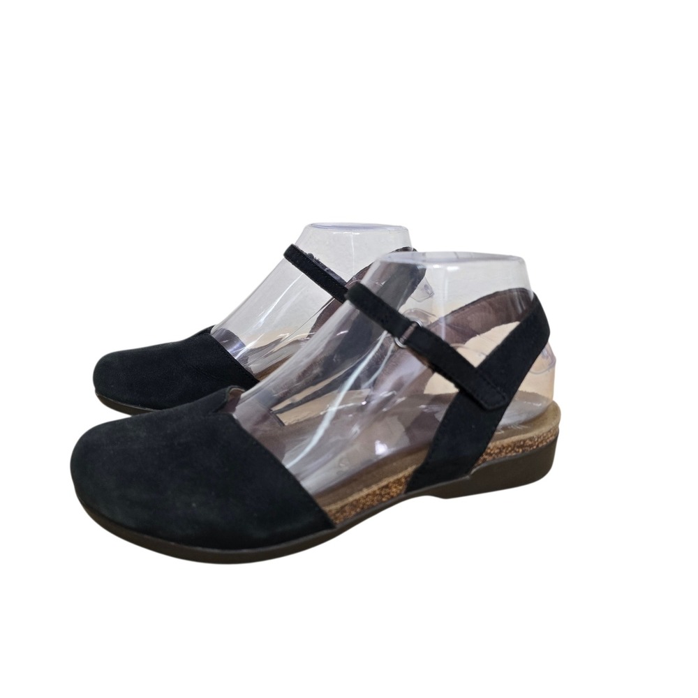 Dansko Reece Black Suede Closed Toe Ankle Strap Sandals Shoes Womens 36 EU 5.5-6